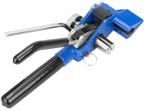 Tensor de fleje de acero inoxidable, juego de fleje tipo trinquete con tensor, cortador y crimpadora, alicates para bridas con mango de goma, para cables, tuberías, letreros y postes eléctricos