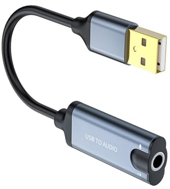 Gissroys USB Adapter for External Sound Card with 3 5 mm Headphones Microphone Port External Stereo Sound Card for PC Laptop Desktop PC