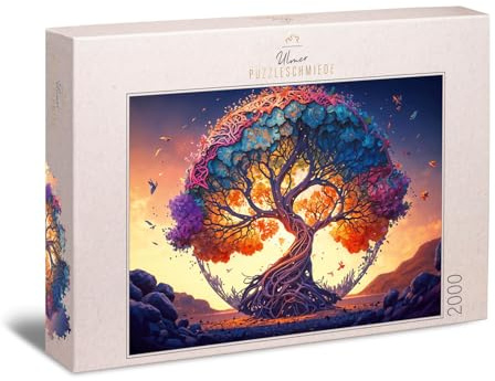 Ulmer Puzzleschmiede - Puzzle da 2000 pezzi Albero della vita - Meraviglioso puzzle con albero della vita - Un fantastico puzzle per adulti con 2000 pezzi
