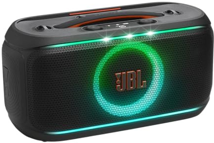 JBL PartyBox on-The-Go 2 Enceinte Bluetooth Portable avec Micro sans Fil, Affichage de lumière Dynamique, 15 Heures de Lecture, Indice d'étanchéité IPX4, Son JBL Pro et Connexion Multi-Haut-parleurs