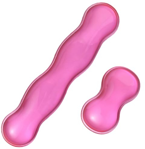NBEADS 2 Stück 2 Stile Silikon Handgelenkauflage Für Tastatur Und Maus, Transparentes Gel Handgelenkauflagen Set Für Tastatur Und Maus Schreibtischunterlagen Unterstützung Der Hand Für Tippen, Rosa
