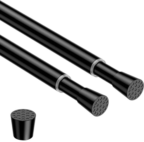ZipGlo lot de 2 tringles à rideau extensibles sans perçage 50-69 cm, noir