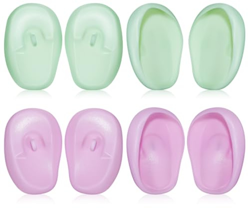 ULTECHNOVO Silicone Hair Coloring Ear Covers Ear Protectors for Hair Dryer Soft Non-Slip Hairdressing Earmuffs for Shower Swimming and Salon Use 4 Pairs
