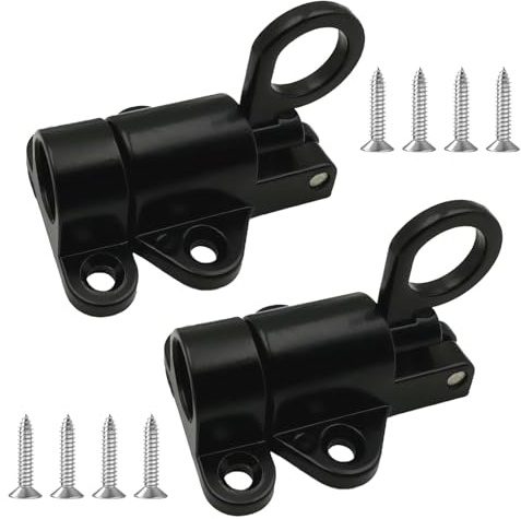 2 Pcs Gate Latch Black, Spring Gate Bolt for Wooden Gates, Durable and Easy-to-Install Resilient Latch, Safety Lock for Garden Gates, Sheds, Windows, Cabinet Doors, and Animal Enclosures