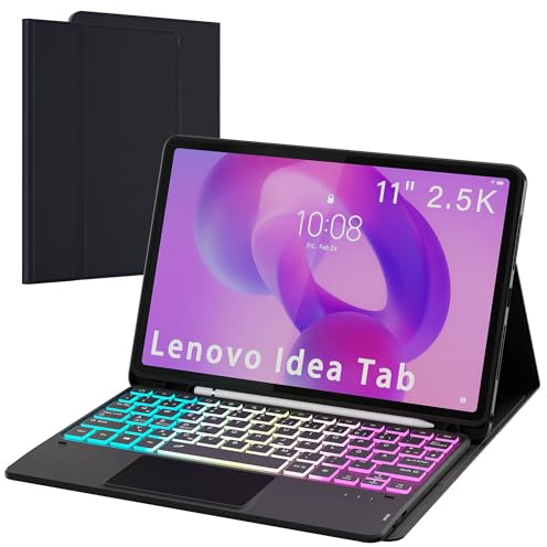 für Lenovo Idea Tab 11 Zoll 2025 QWERTZ Deutsches Tastatur mit Trackpad | 7 Farben RGB-Hintergrundbeleuchtung, Tastatur mit Touchpad, Stifthalter, Abnehmbar, Magnetisch, Für Studierende, für Reisen
