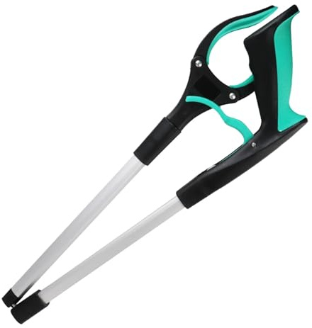 2 st handverktyg, vikbara, multifunktionella sandräckare, plockare, gripförlängare, plockare, hopfällbar sopgreppare, bärbar för höga användare (grön)