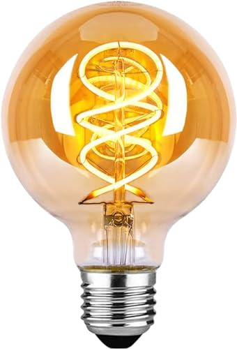 Lampadina LED E27 , Lampadine E27 Vintage luce bianca calda 2700K 4W G80 equivalenti a 40W, Lampadina retrò illuminazione retrò per soggiorno/camera da letto/sala da pranzo - ambra, confezione da 1