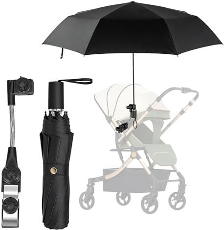 Sombrilla universal para cochecito de bebé, protección solar UPF 50+, paraguas para cochecito y cochecito, 95 cm de diámetro, con soporte universal flexible para tubos redondos y ovalados