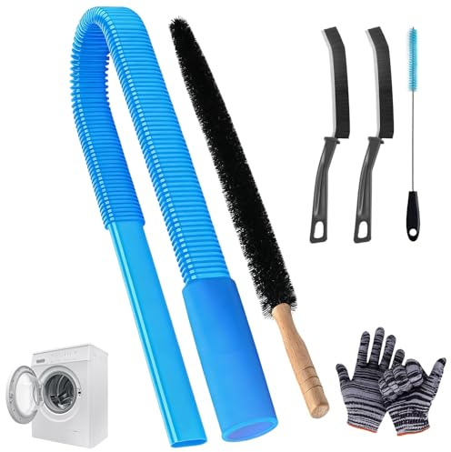 6-Pack Dryer Vent Cleaner Kit, Universal Tumble Dryer Lint Brush Vacuum Hose Attachment, Vent Cleaner Brush Lint Remover Power Washer and Dryer Vent Vacuum Hose Connecting Pipe Cleaning Kit