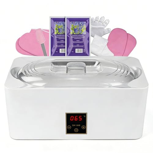 Baños de Parafina Máquina de cera calentada 4L regulación precisa de temperatura y fusión rápida mantener el calor aliviar la artritis de la piel húmeda de la suite de spa de casa profesional Blanco