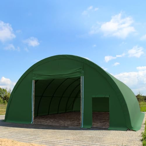 TOOLPORT Rundbogenhalle Zelthalle 9,15x10x4,5m Weidezelt Offenstall Reithalle Weidehütte Reitzelt Maschinen Tier Unterstand Lagerzelt Garage 2300N PVC grün