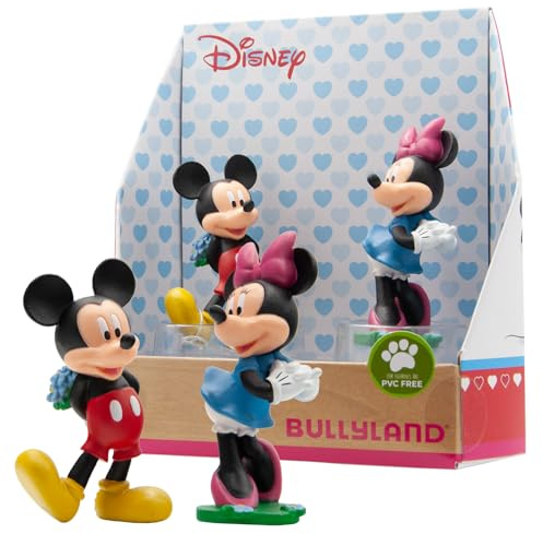 Bullyland 15077 – Figurset, Walt Disney Musse Valentine – Musse och Mimmi, kärleksfullt handmålade figurer, PVC-fri, fantastisk present för pojkar och flickor för fantasifullt spel