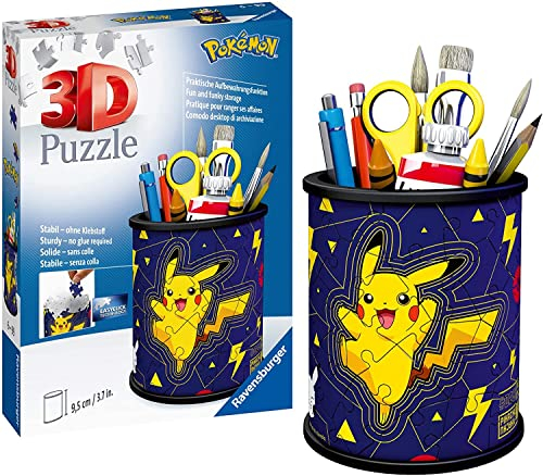 Ravensburger 3D Puzzle 11257 - Utensilo Pokémon Pikachu - 54 Teile - Stiftehalter für Pokémon Fans ab 6 Jahren, Schreibtisch-Organizer für Kinder, Geburtstagsgeschenke