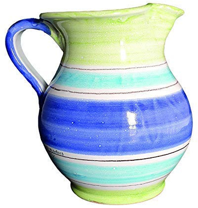 Generico Brocca Vino Sangria Acqua in Ceramica di Vietri Dipinta a Mano Altezza cm 15 Capienza ½ Litro Arredo Tavola Cucina Idea Regalo Natale Made in Italy