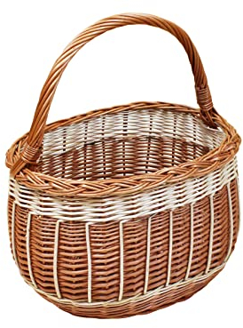 Wicker kundkorg, kundkorg, frukt- eller grönsakskorg, svampkorg, picknickkorg 37 x 17 / H 21/40 cm