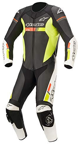 Alpinestars GP Force Chaser 1-Teiler Motorrad Lederkombi (Black/White/Red/Yellow,48)