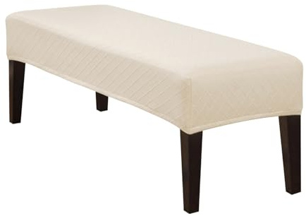 SearchI Dining Bench Cover, Stretch Washable Long Bench Seat Covers, Rectangle Dining Table Bench Slipover for Dining Room, Living Room, Kitchen(Beige)