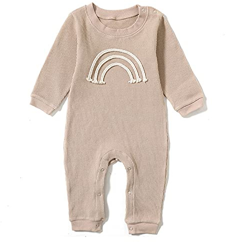 Verve Jelly Neugeborenes Baby Jungen Mädchen Regenbogen Print Strampler Infant Body Langarm Overall Outfits Einteilige Herbst Winter Kleidung