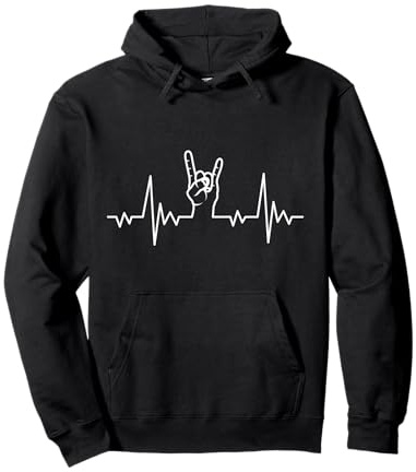Heavy Metal Herzschlag Pommesgabel Pullover Hoodie