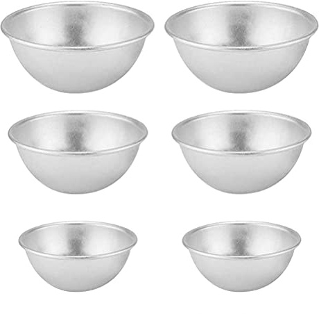 BSTCAR 6 Stücke Backform Halbkugel aus Eloxiertem Aluminiun Ø 4,5 cm 5,5 cm 6,5 cm, Silber