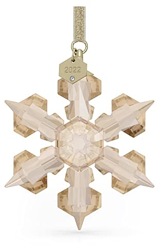 Swarovski Annual Edition 2022 Ornament, Schneeflocke mit Prachtvollem Lamé-Band und Goldfarbenem Swarovski Kristall