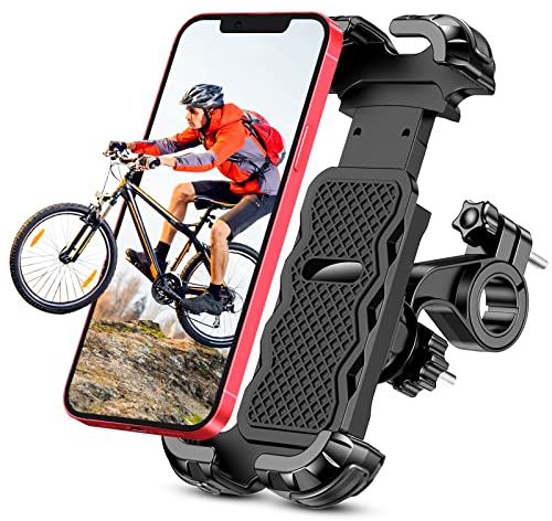 CIRYCASE Porta Cellulare Bici, Aggiornato Protezione & Blocco Sicurezza Ruotabile 360°, Universal Supporto Telefono Bici Moto/Scooter Manubrio Stabilizzatori e Ammortizzatori per 4.7-6.8 Smartphone
