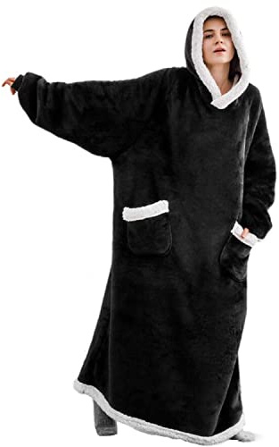 iyoimono Hoodie Decke für DamenHerren Flanell Fleece Oversized Weich Pullover Sweatshirt Kuscheldecke Flauschige Sherpa TV-Decke mit Ärmeln Übergroße Kapuzen Pullover Tragbar Ganzkörperdecke