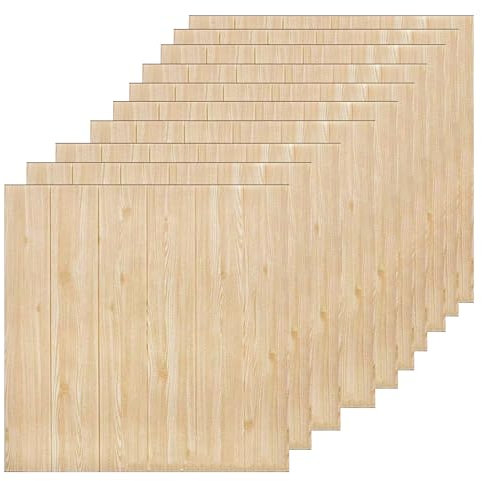 OCEANO 10pz Pannelli adesivi 3d decorativi per parete muro carta da parati moderna effetto legno realistico muro legno casa cucina soggiorno camera da letto morbida schiuma PE 70x70cm