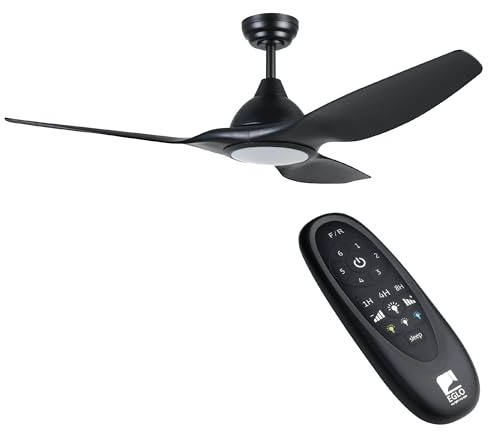 EGLO Deckenventilator Tunitas 3 Flügel Ventilator | mit LED Beleuchtung und Fernbedienung, Sommer Winter Betrieb, Farbwechsel kalt–warmweiß, dimmbar, Metall in Schwarz, DC Motor