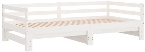 vidaXL Ausziehbares Tagesbett ohne Matratze Weiß 80x200 cm