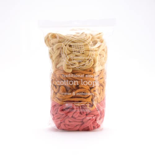 Lotta Loops by Friendly Loom - Tulip Pack (Traditional Size) Daffodil, Tiger Lily, Salmon Cotton Loops Makes 6 x 6 Potholders by Harrisville Designs Made in The USA