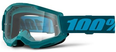 100% Strata 2 Goggles | Mirrored & Clear Lens Options | MTB/MX Goggles – Anti-Fog, Sweat-Absorbing Foam, Silicone Strap | Adult Off-Road Riding Eyewear Protection (Stone, Clear Lens)