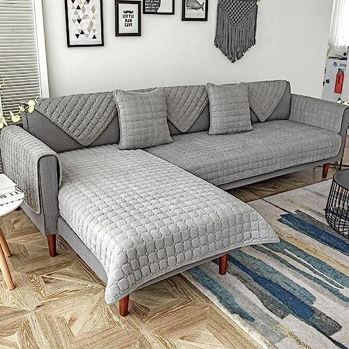 Samt-Sofabezug Ecksofa l Form Sofa Überzug Couchbezug Sofa/Couch Wurfdecke Eckcouch 3/2 Sitzer Sofaschutz Schonbezug Sofaschoner Sofabezüge rutschfest Hund Katze ( Color : #11 , Size : 110x210cm )