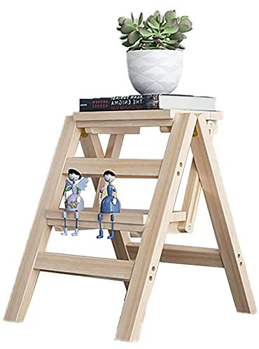 Scaletta in legno Scaletta pieghevole Antiscivolo Robusto sgabello sicuro per cucina da ufficio a casa, 2 gradini, Scaffale portavasi Portavasi per piante
