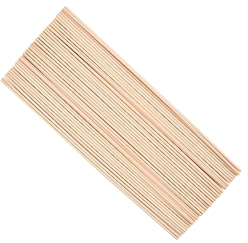50 Stück Klassische Holzstab, Holzstäbchen Rund 3mm x 30cm, Lange Holzstäbe zum Basteln für Kunstprojekte und DIY-Dekorationen