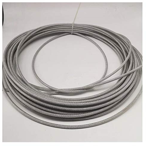 Drahtseil 4mm Edelstahl-Drahtseil mit 2mm PVC-Beschichtung 10M 7X7 304 Weichere Angeln Beschichtete Kabel Wäscheleine