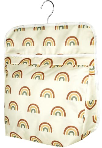 Vicloon Wäscheklammerbeutel, für bis zu 100 Wäscheklammern, Wäscheklammerhalter mit Aufhängehaken für den Heimgebrauch, Zum Aufhängen, Wiederverwendbar, Wäscheklammerbeutel Mit Bügel (Regenbogen)