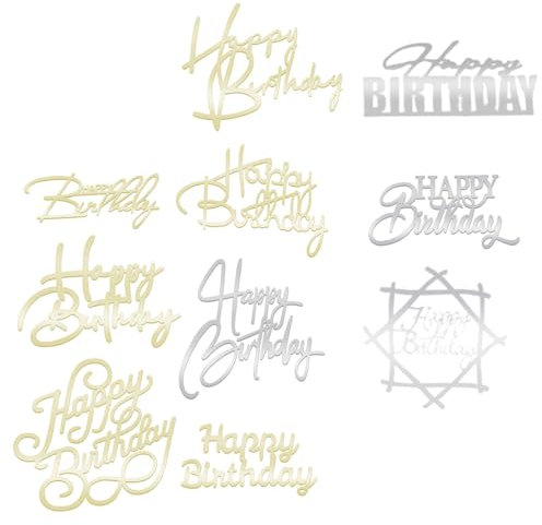 INGJIA 10Pcs Happy Birthday Tortendeko, Cake Topper Geburtstag, Acryl Tortendeko Geburtstag, Happy Birthday Tortendeko Geburtstag, Cupcake Topper