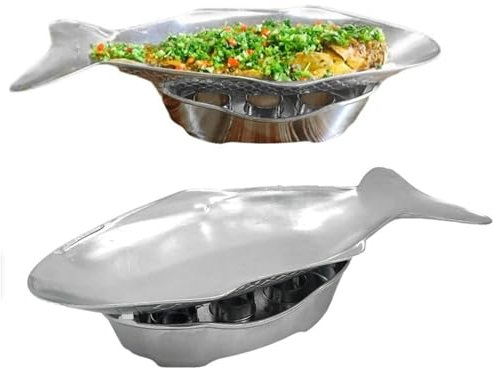GIVOKE Hot Pot Set Fish Plate, Fish Dish Metal Serving Trays, Thai Style Fish Plate Shape Metal Serving Trays for Restaurants Home Kitchen