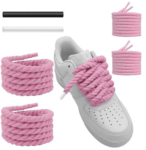UamGlsob Lacci Corda Per Air Force 1 Sneaker, 10mm Spessi Larghi, Lacci per Scarpe in Cotone Robusto, Stringhe Grossi da Corsa Sportive, Rope Laces (Pink, 54''/140cm)