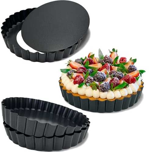 Urxirha 4 Pack 5-Inch Tart Pans with Removable Bottom, Nonstick Quiche Pan Fluted Pie Pans for Baking Treats, Pie, Quiches, Tartlets