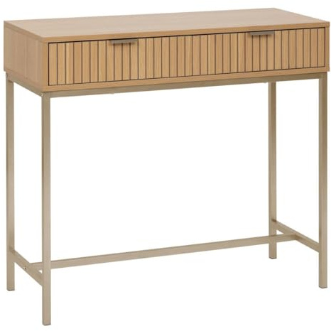 Meuble Console 2 tiroirs de Rangement L 90 cm - Naturel - Five