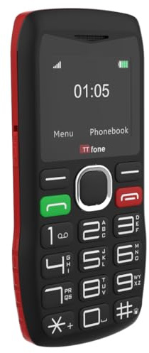 TTfone TT880 Einfach zu bedienendes Handy für Senioren und Ältere – Großtastentelefon mit Nothilfe-Taste – Pay As You Go (Vodafone PAYG, Rot, mit USB-Kabel)
