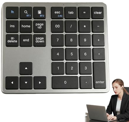 Arrovarp Tastiera meccanica piccola wireless,Tastiera wireless piccola, Tastierino numerico a 35 tasti, Tastiera wireless compatta da utilizzare silenziosamente per computer, PC personali