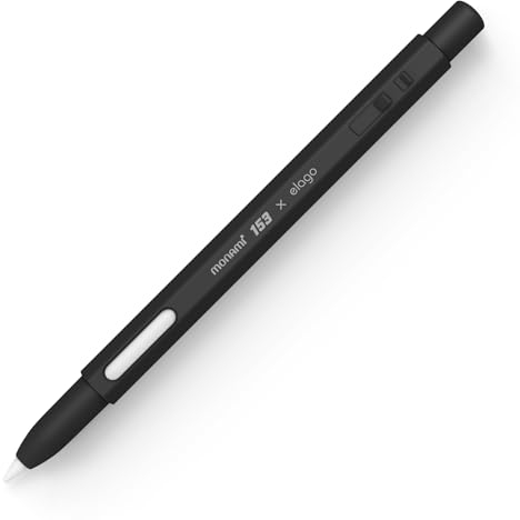 elago X MONAMI Custodia in Silicone Matita Compatibile con Apple Pencil Pro e Apple Pencil 2, Compatibile con Ricarica Magnetica e Il Doppio Tocco (Legga le istruzioni di installazione) [Nero]