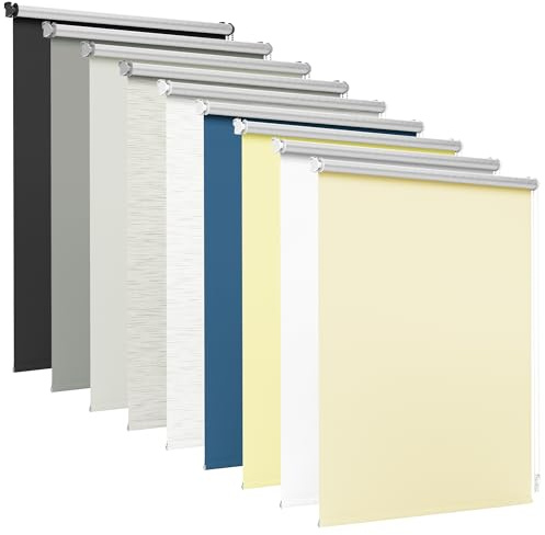 Jalousiescout Thermorollo ohne Bohren, Klemmfix Rollo mit Thermo-Beschichtung, Verdunkelungsrollo für Fenster und Türen, Sonnenschutz Sichtschutz, 110 x 210 cm (BxH), Weiß