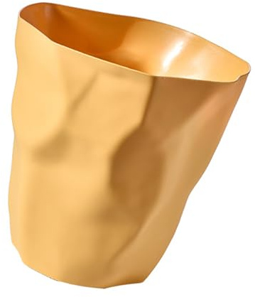 Jiawu Poubelle, Corbeille à Papier Compacte en Plastique à Dessus Ouvert pour Chambre à Coucher (YELLOW)