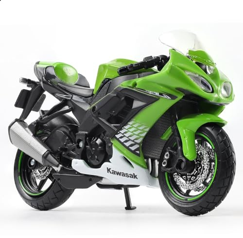Risopen 1:18 Motorrad Modell kompatibel für Kawasaki Ninja ZX-10R Metall Diecast Motorrad Modell Spielzeug Mini Moto Geschenk (Grün)