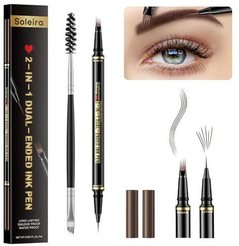 Microblading Augenbrauenstift Wasserfest Eyebrow Pencil 2-in-1 Dual Ended Augenbrauenstift mit 4 Zinken Micro Gabelspitzen Applikator Präziser Pinselspitze erzeugt natürliche Augenbrauen