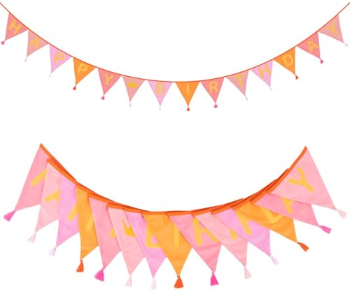 G2PLUS Bandierine Happy Birthday,Ghirlanda Bandierine Stoffa con Nappe Compleanno Striscione Buon Compleanno Bandierine Compleanno per Feste di Compleanno Partito